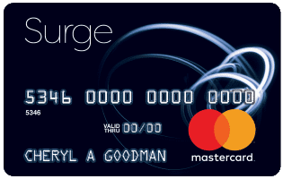 Inicio de sesión de la tarjeta de crédito Surge, pago, servicio al cliente